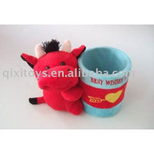 tenedor de lápices de animales de peluche rellenos y felpa
